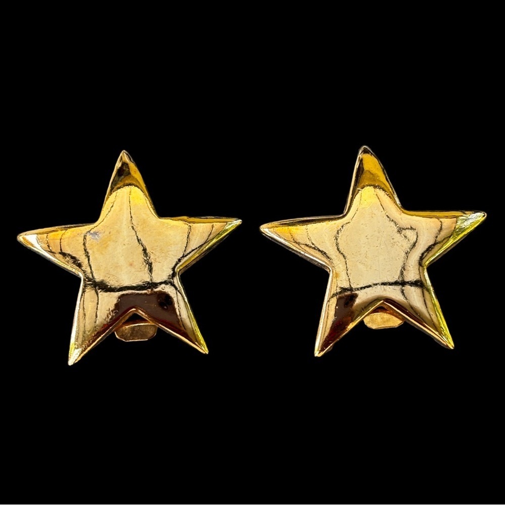 Daupaise vintage gold tin star clip earrings